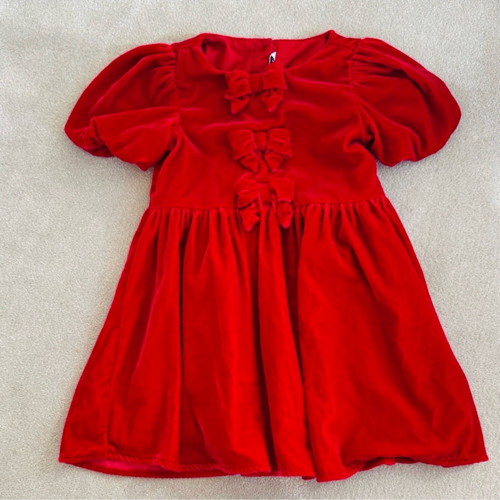 Holiday Red Velvet Bow Dress